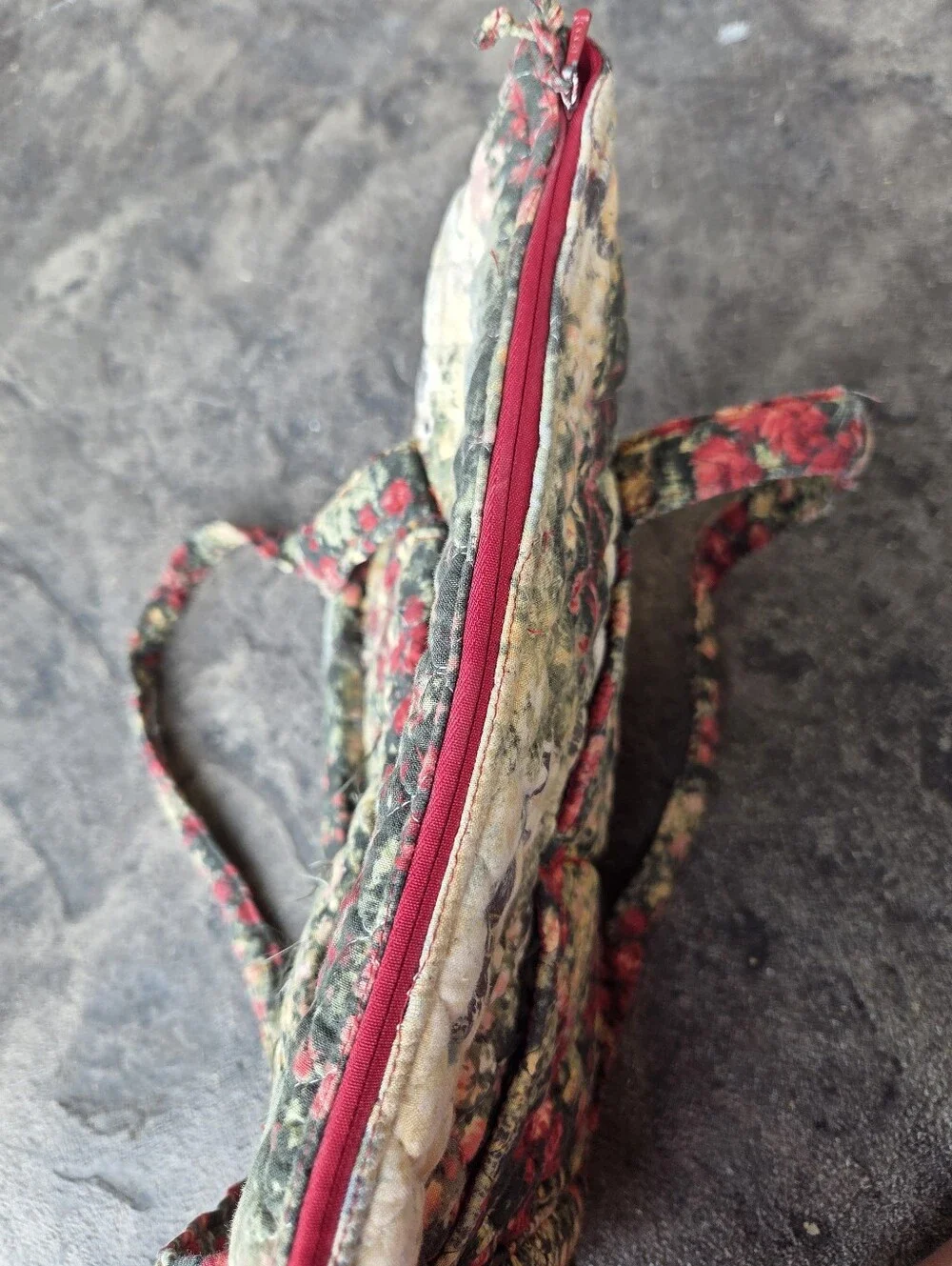 Quilted Floral Tote Bag With Zippered Pouch in Multicolor Handmade